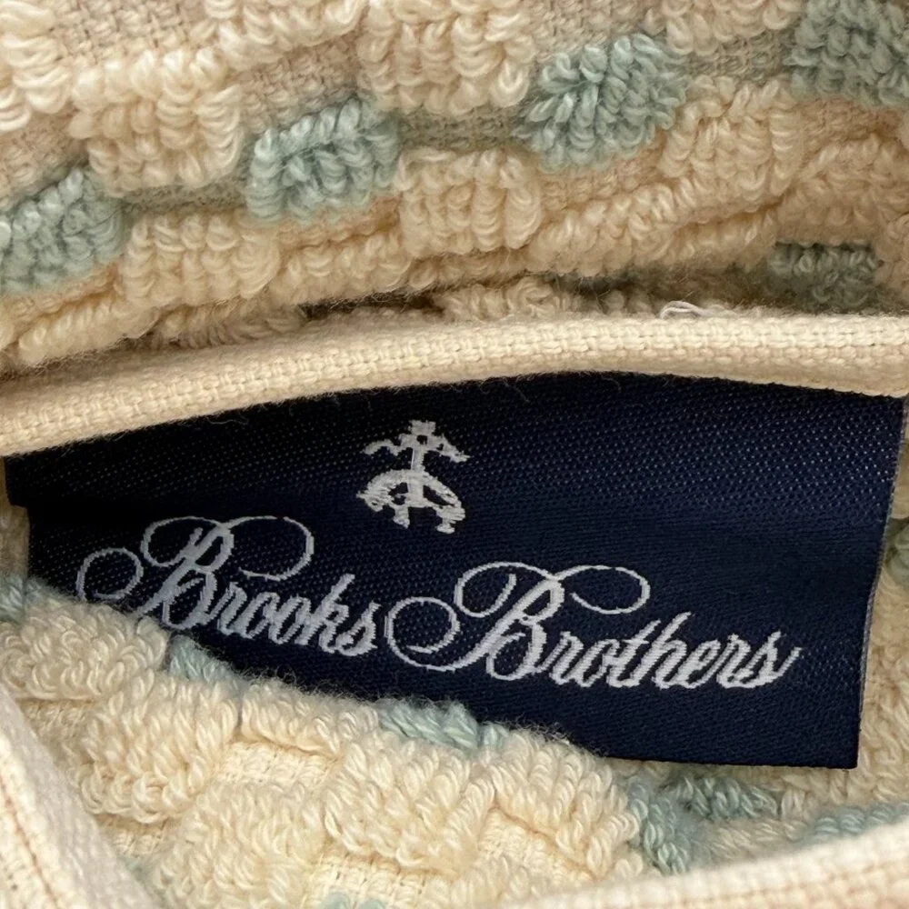 Brooks Brothers Premium Turkish Cotton Hand Towel Set of 2 Fringed Cream/Blue